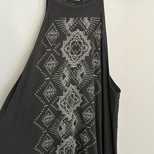 Tillys grey mini dress with design barely worn in good like new condition